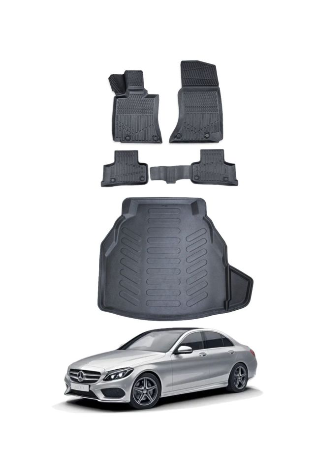 Mercedes C Serisi W205 2015 Model Plastik Bagaj Havuzu Araca Özel Siyah Paspas Takımı
