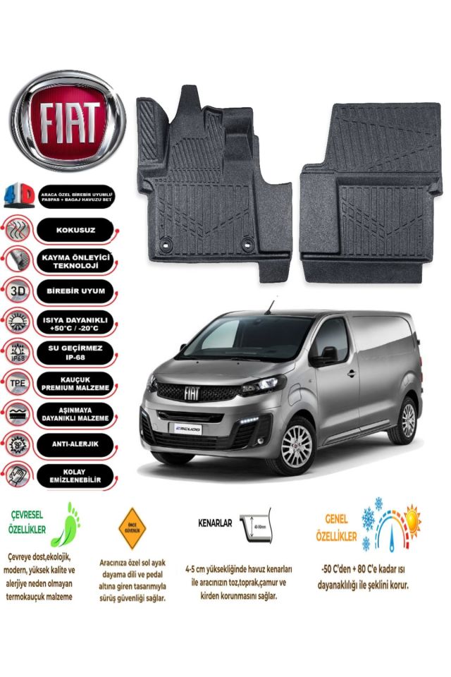 Fiat Scudo 2024 Model 4D Araca Özel Havuzlu Paspas Takımı