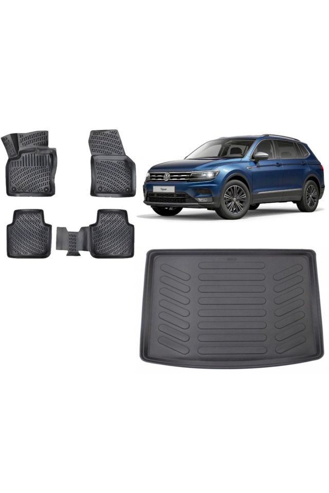 Volkswagen Tiguan 2017 Model Üst Kademe 3D Bagaj Havuzu+3D Havuzlu Araca Özel Paspas Takımı