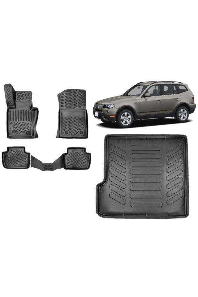 Bmw X3 2006 Model 3D Bagaj Havuzu+3D Havuzlu Araca Özel Paspas Takımı