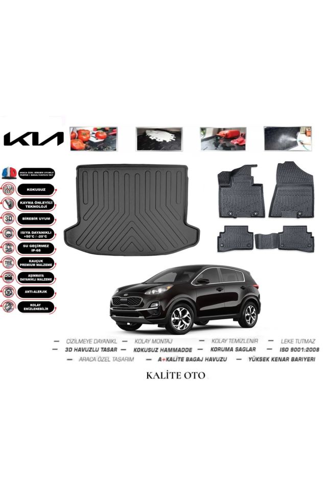 Kia Sportage 2021 Model 3D Bagaj Havuzu+4D Havuzlu Paspas Seti