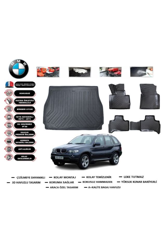Bmw X5 2006 Model Bagaj Havuzu Araca Özel Paspas Takımı Prrox