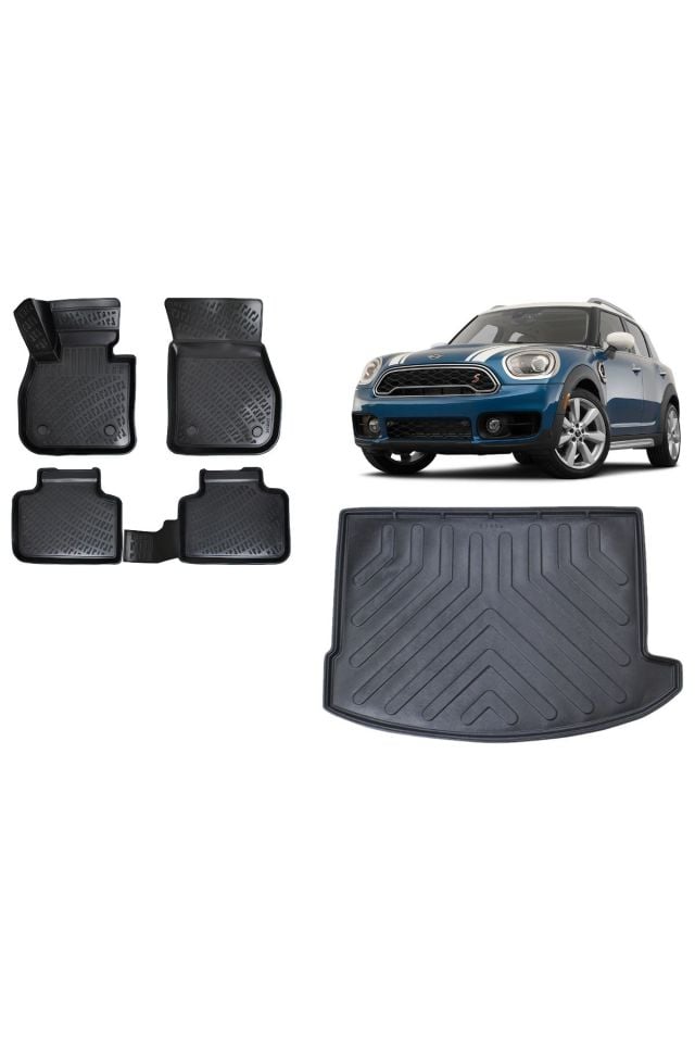 Mini Countryman 2021 Model 3D Bagaj Havuzu+3D Havuzlu Araca Özel Paspas Takımı