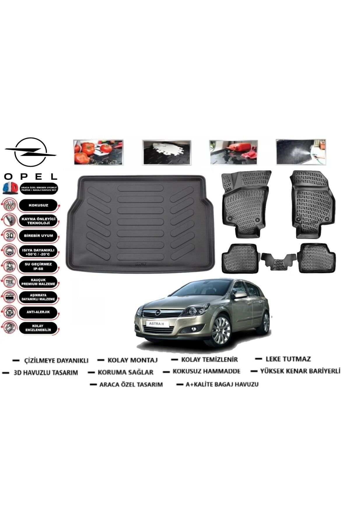 Opel Astra H HB 2006 Model Bagaj Havuzu Araca Özel Paspas Takımı Prrox