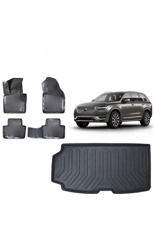Volvo XC90 2021 Model 7 Koltuk 3D Bagaj Havuzu+3D Havuzlu Araca Özel Paspas Takımı