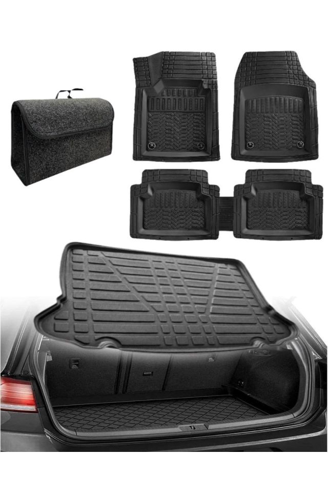Dacia Logan Sedan 2004-2012 Uyumlu Kokusuz 3d Bagaj Havuzu+3d Maximum Siyah Havuzlu Paspas