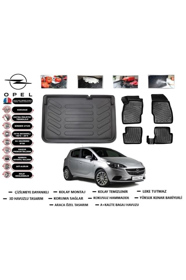 Opel Corsa E 2016 Model Üst Bagaj Havuzu Araca Özel Paspas Takımı Flex