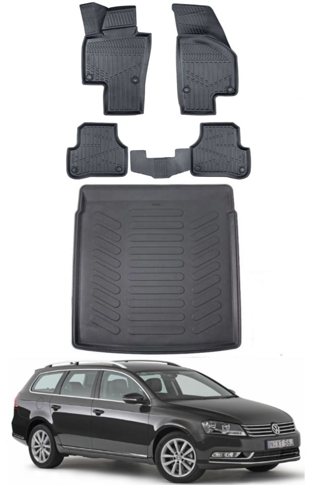 Volkswagen Passat B7 Variant 2012 Model Bagaj Havuzu Araca Özel Siyah Paspas Takımı