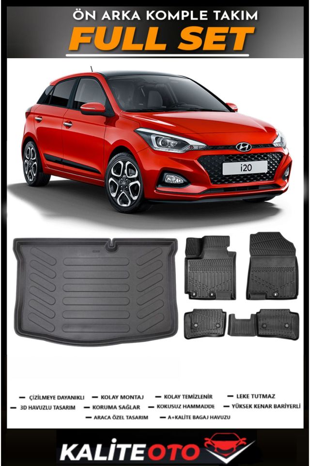 Hyundai İ20 Bagaj Havuzu+4.5D Havuzlu Paspas Seti 2014 Model
