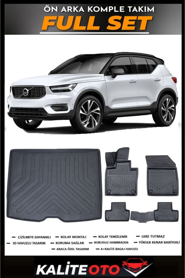 Volvo XC40 Elektrikli Bagaj Havuzu+4.5D Havuzlu Paspas Seti 2024 Model