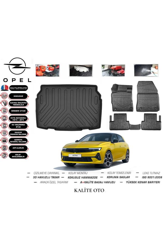 Opel Astra L 2024 Model 3D Bagaj Havuzu+4D Havuzlu Paspas Seti