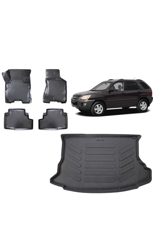 Kia Sportage 2006 Model 3D Bagaj Havuzu+3D Havuzlu Araca Özel Paspas Takımı