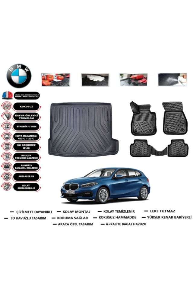 Bmw 1 serisi F40 2019 Model Üst Bagaj Havuzu Araca Özel Paspas Takımı Prrox