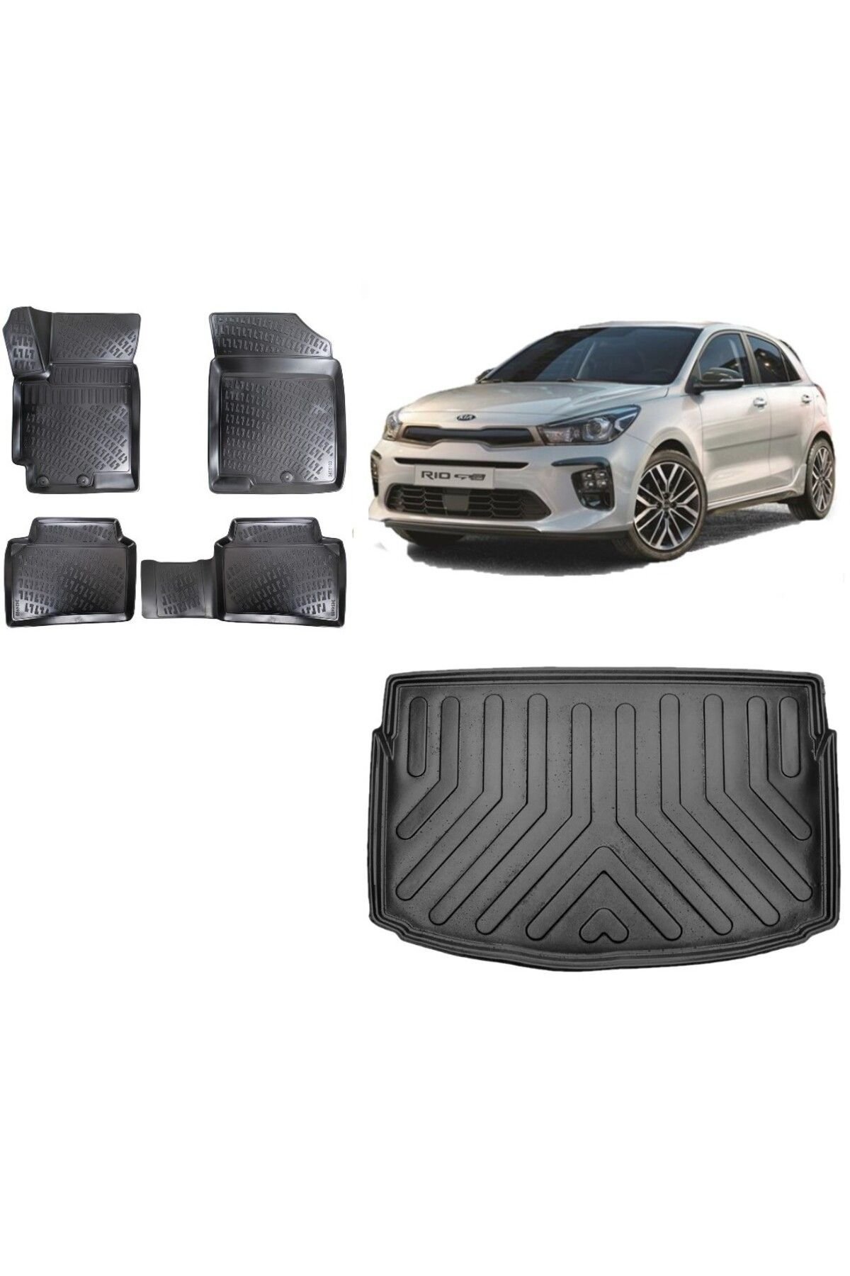 Kia Rio 2021 Model Hatchback 3D Bagaj Havuzu+3D Havuzlu Araca Özel Paspas Takımı