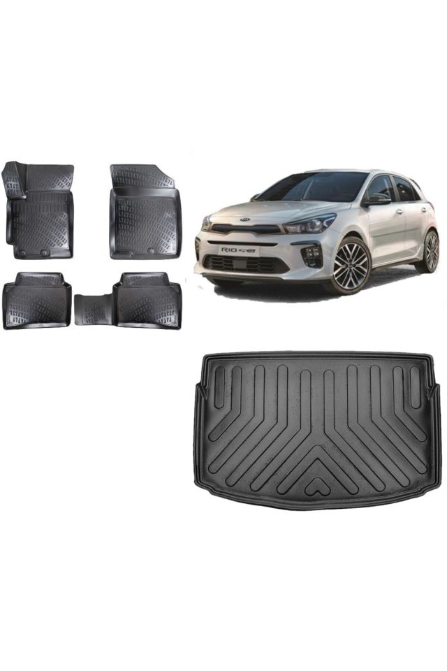 Kia Rio 2021 Model Hatchback 3D Bagaj Havuzu+3D Havuzlu Araca Özel Paspas Takımı
