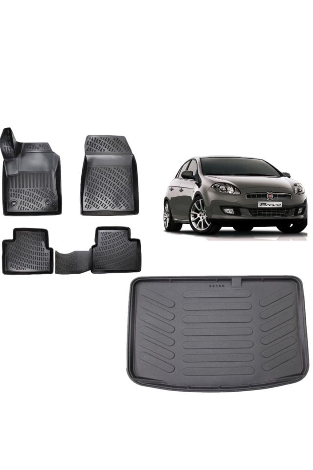 Fiat Bravo Hatchback 2008 Model 3D Bagaj Havuzu+3D Havuzlu Araca Özel Paspas Takımı