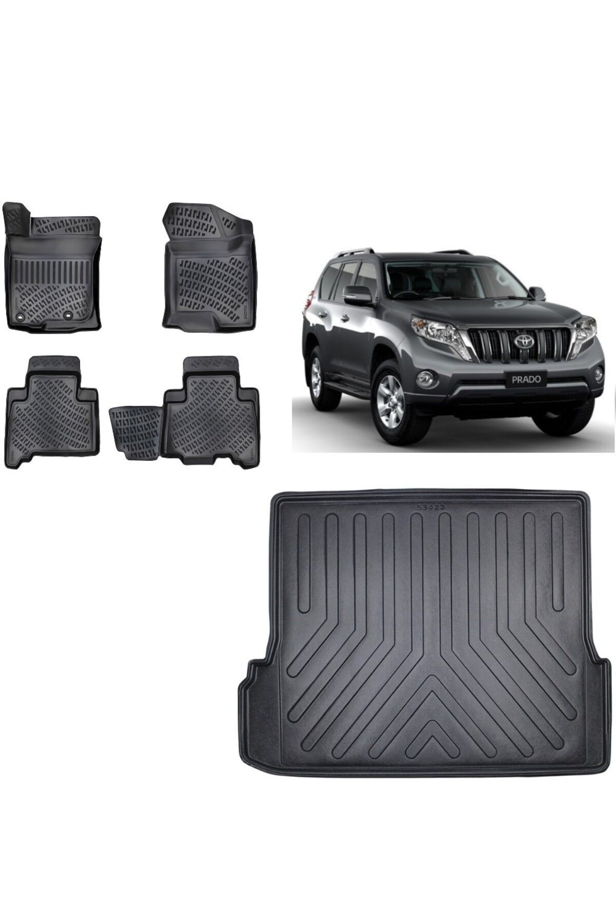 Toyota Land Cruiser Prado J170 2013 Model 3D Bagaj Havuzu+3D Havuzlu Araca Özel Paspas Takımı