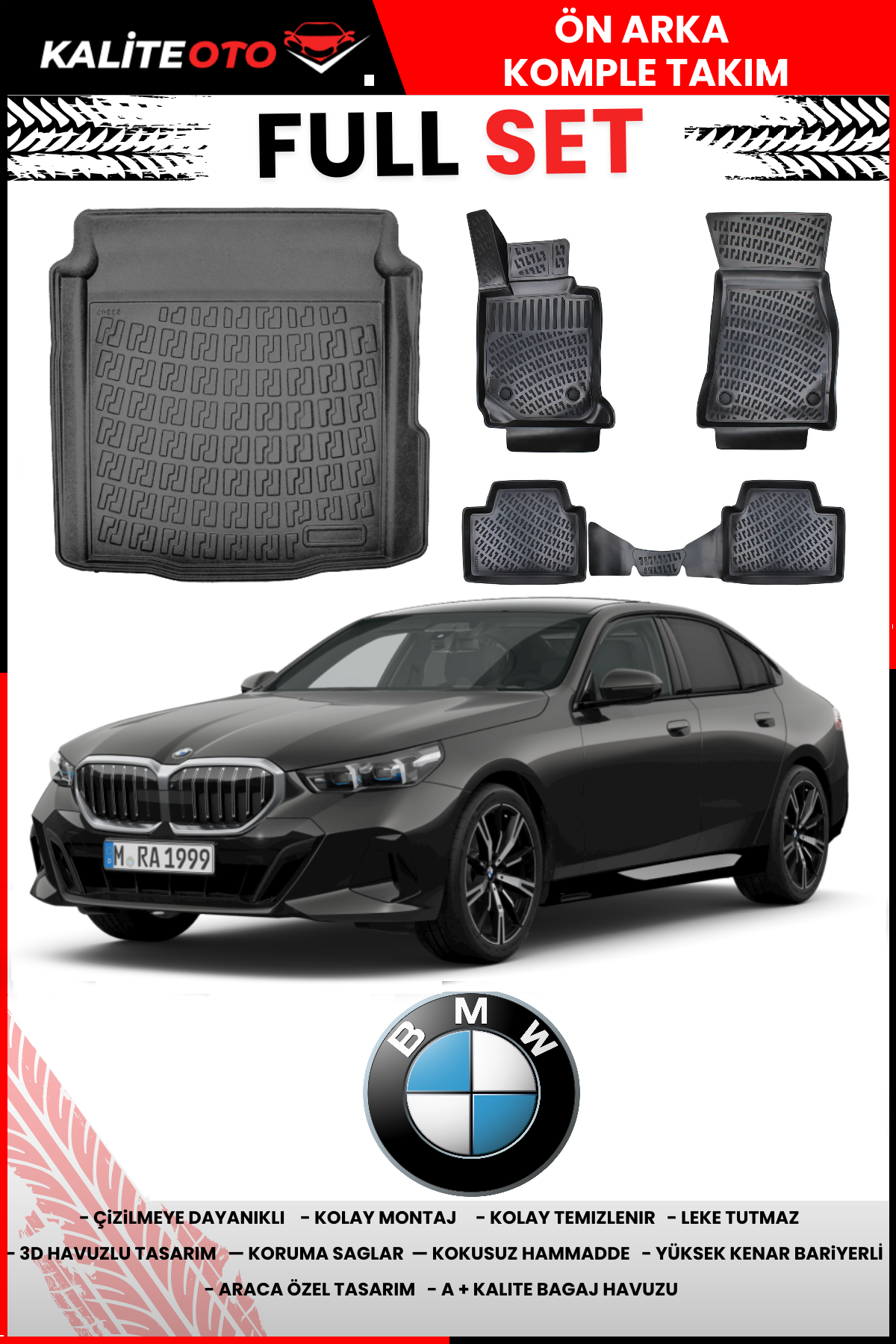 Bmw 3 Serisi G20 2019 Sonrası Bagaj Havuzu+3D Araca Özel Havuzlu Paspas Takımı