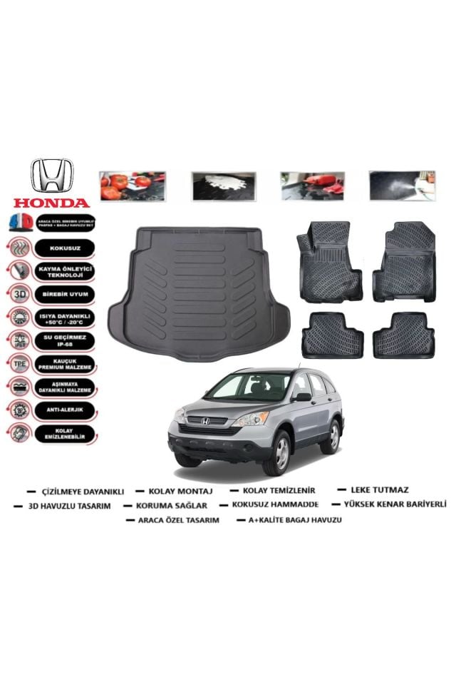 Honda CRV 2010 Model Bagaj Havuzu Araca Özel Paspas Takımı Flex