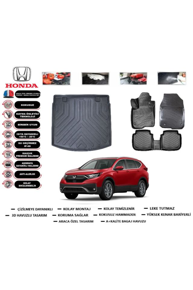 Honda CRV 2018 Model Üst Bagaj Havuzu Araca Özel Paspas Takımı Prrox