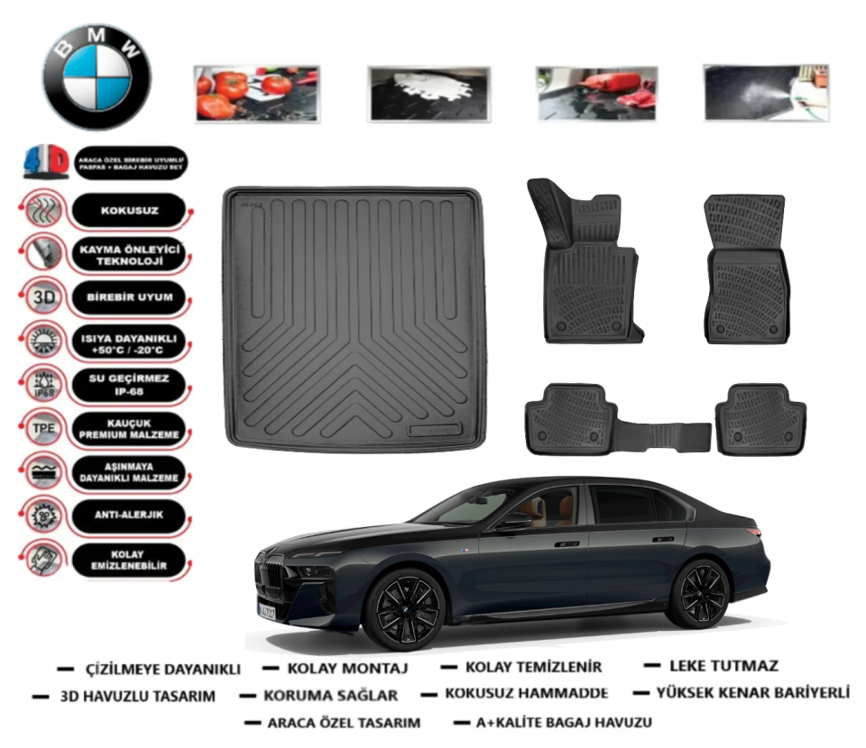 Bmw 5 Serisi G60 2023 Sonrası Bagaj Havuzu+3D Araca Özel Paspas Takımı