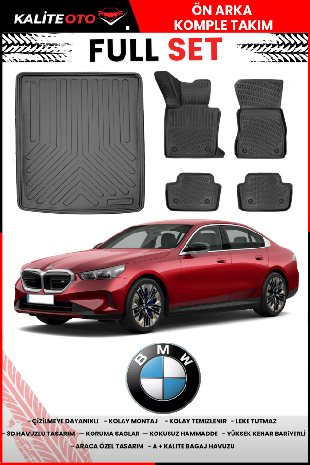 Bmw 5 Serisi G60 2023 Sonrası Bagaj Havuzu+3D Araca Özel Paspas Takımı