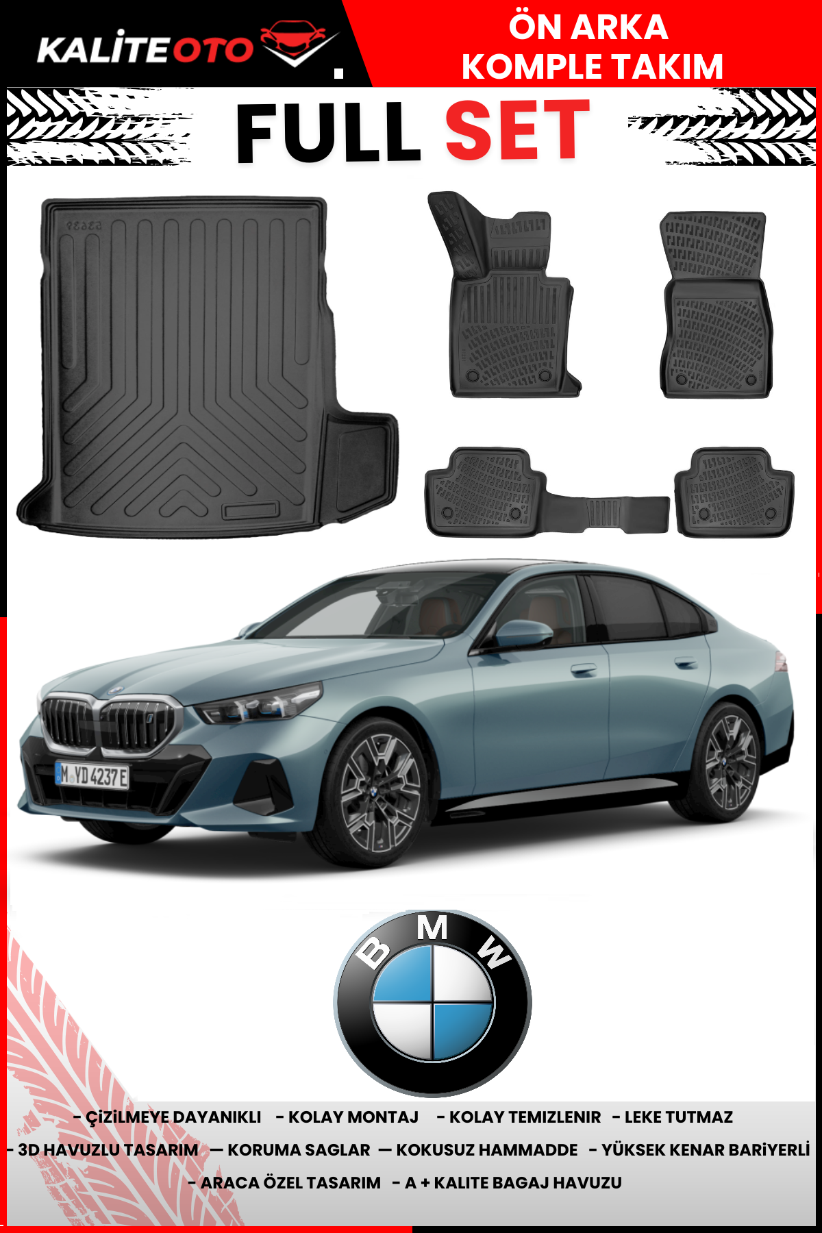 Bmw i5 E40 2023 Sonrası Bagaj Havuzu+3D Araca Özel Paspas Takımı