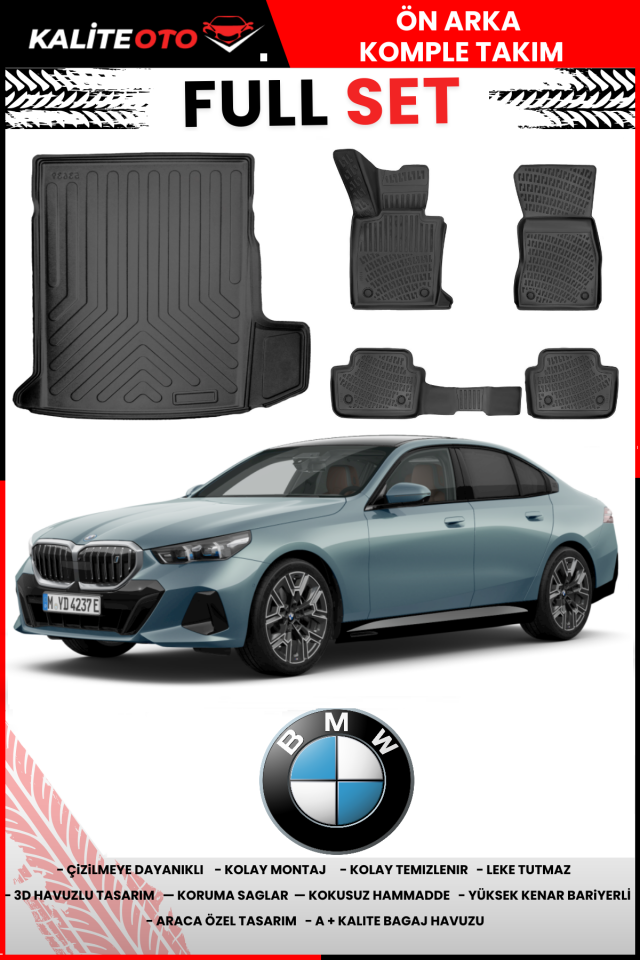 Bmw i5 E40 2023 Sonrası Bagaj Havuzu+3D Araca Özel Paspas Takımı