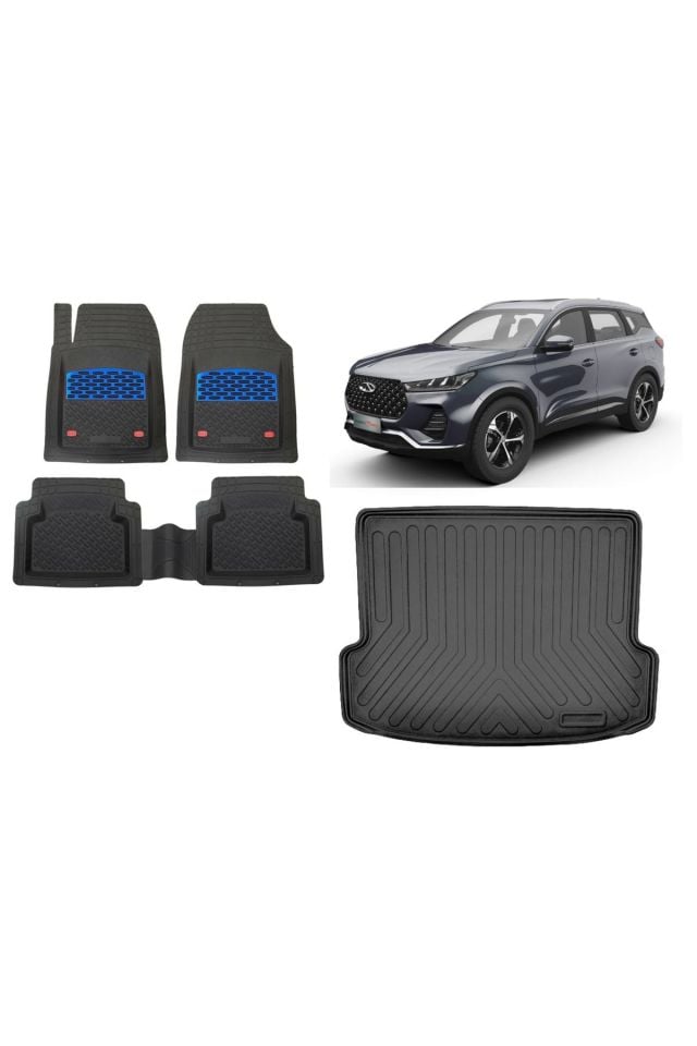 Chery Tiggo 7 Pro 2022 Model 3D Bagaj Havuzu+3D Havuzlu Safir Mavi Kromluu Paspas