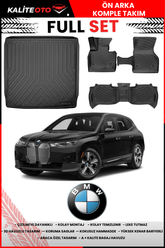 Bmw iX 2021 Sonrası Bagaj Havuzu+3D Araca Özel Paspas Takımı