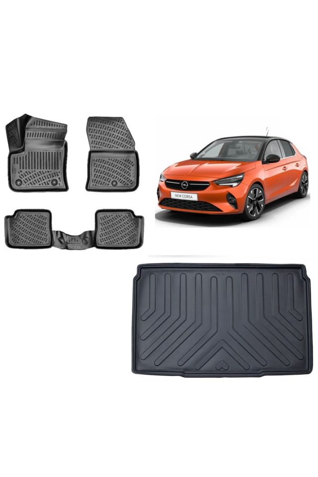 Opel Corsa Elektrikli 2023 Model 3D Bagaj Havuzu+3D Havuzlu Araca Özel Paspas Takımı