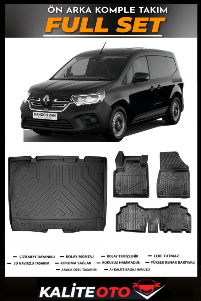Renault Kangoo Bagaj Havuzu+4.5D Havuzlu Paspas Seti 2024 Model