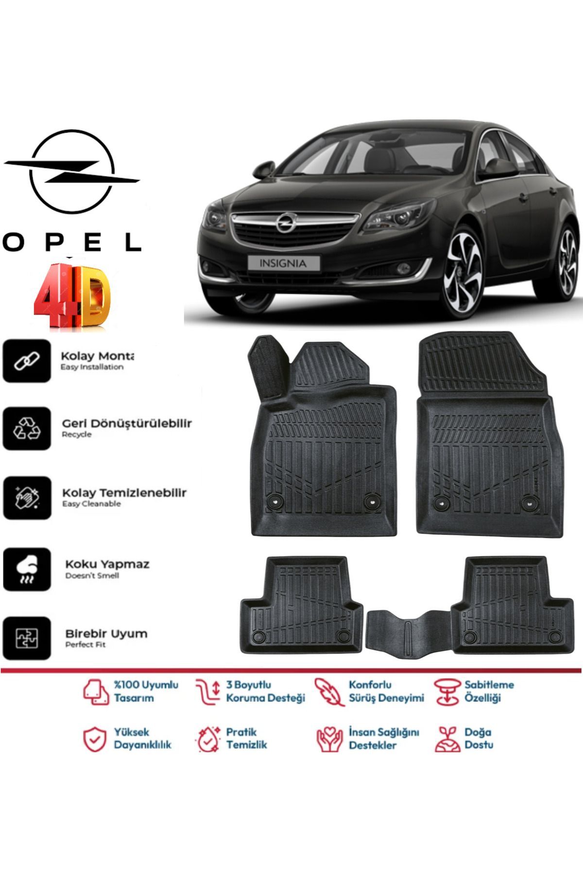 Opel İnsignia 2012 Model 4D Havuzlu Paspas