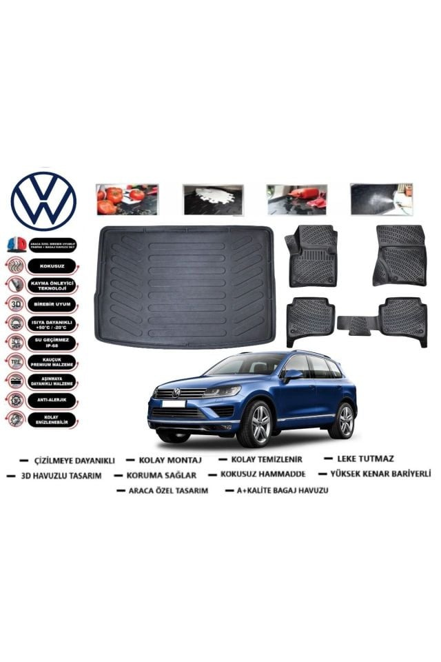 Volkswagen Touareq 2011 Model Bagaj Havuzu Araca Özel Paspas Takımı Prrox