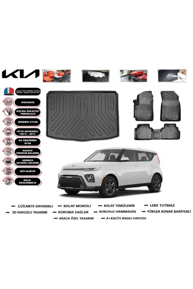 Kia Soul 2021 Model Bagaj Havuzu Araca Özel Paspas Takımı Prrox