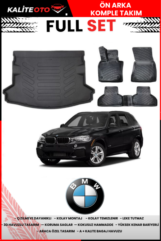 Bmw X5 2013-2018 3D Bagaj Havuzu+3D Araca Özel Paspas Takımı