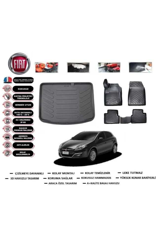 Fiat Bravo 2009 Model Bagaj Havuzu Araca Özel Paspas Takımı Prrox