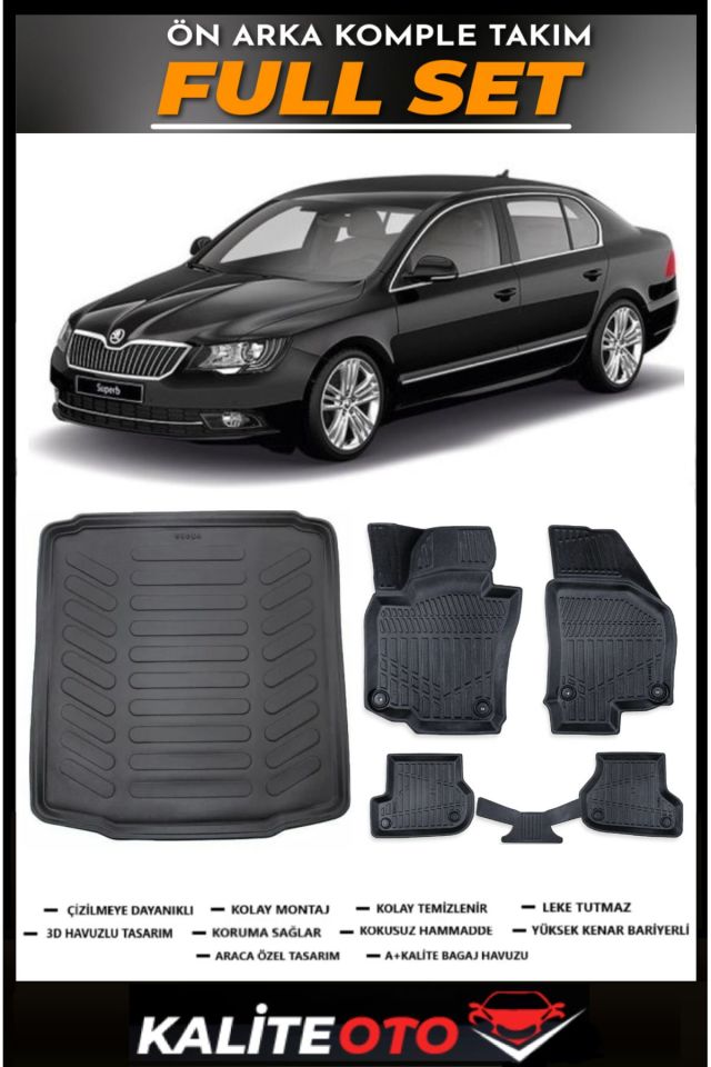 Skoda Superb Bagaj Havuzu+4.5D Havuzlu Paspas Seti 2011 Model