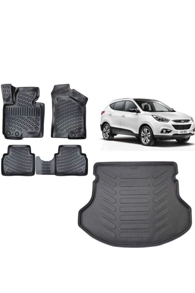 Hyundai ix35 2015 Model 3D Bagaj Havuzu+3D Havuzlu Araca Özel Paspas Takımı