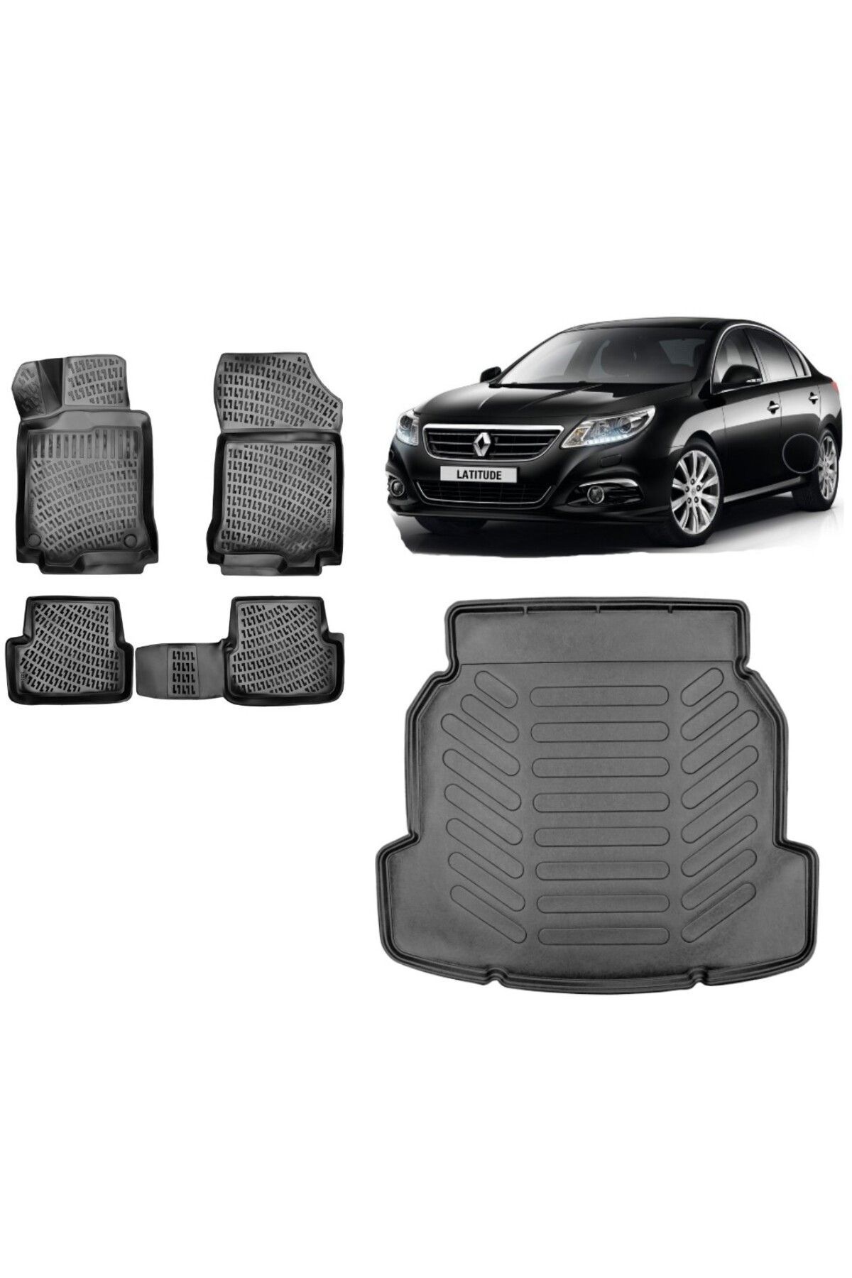 Renault Latitude 2014 Model 3D Bagaj Havuzu+3D Havuzlu Araca Özel Paspas Takımı