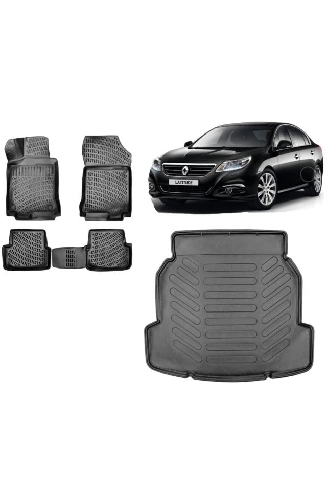 Renault Latitude 2014 Model 3D Bagaj Havuzu+3D Havuzlu Araca Özel Paspas Takımı