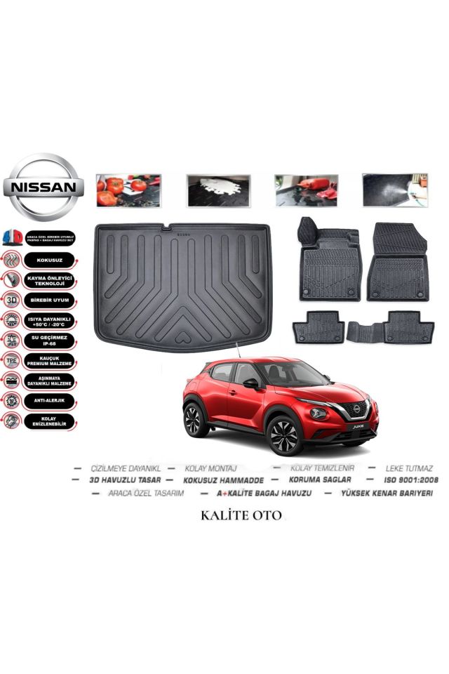Nissan Juke 2022 Model 3D Bagaj Havuzu+4D Havuzlu Paspas Setii
