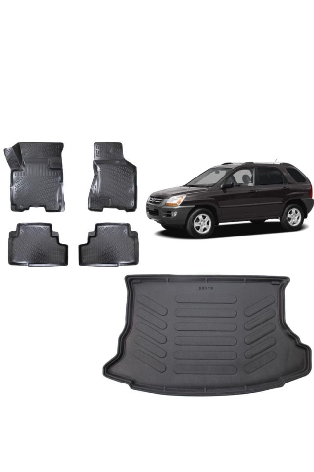 Kia Sportage 2007 Model 3D Bagaj Havuzu+3D Havuzlu Araca Özel Paspas Takımı