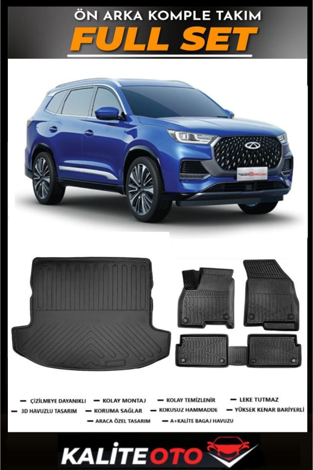 Chery Tiggo 8 Pro 2023 Ve Sonrası 5 Koltuk Excellent / Luxury Paket Bagaj Havuzu+Paspas Seti