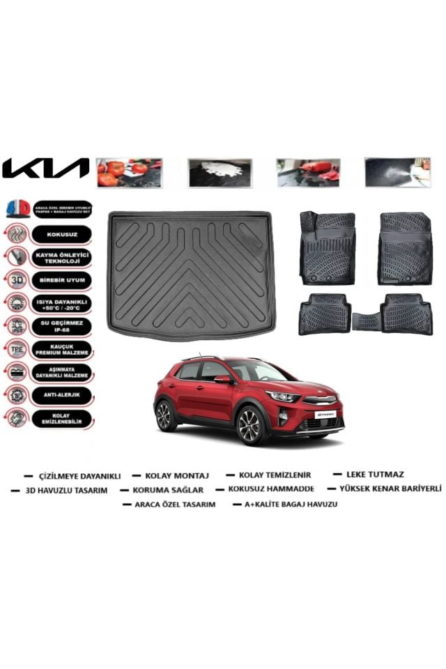 Kia Stonic 2019 Model Bagaj Havuzu Araca Özel Paspas Takımı Prrox