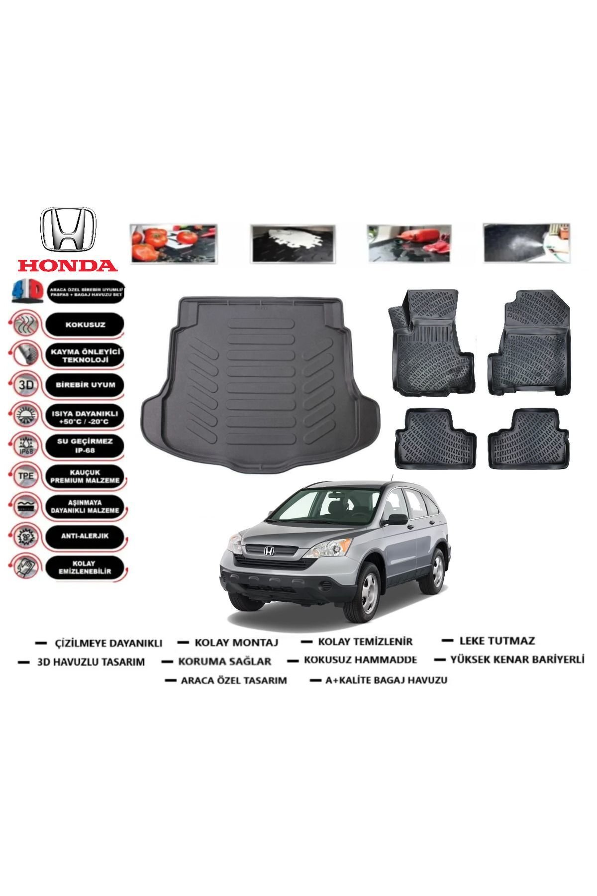 Honda CRV 2008 Model Bagaj Havuzu Araca Özel Paspas Takımı Flex
