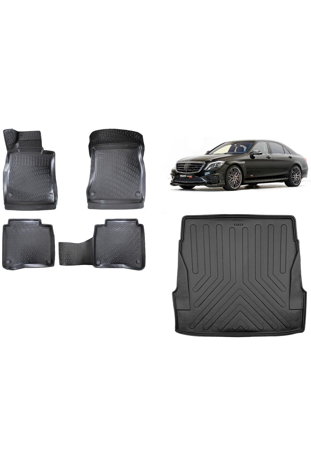 Mercedes S Serisi W222 Long 2020 Model 3D Bagaj Havuzu+3D Havuzlu Araca Özel Paspas Takımı