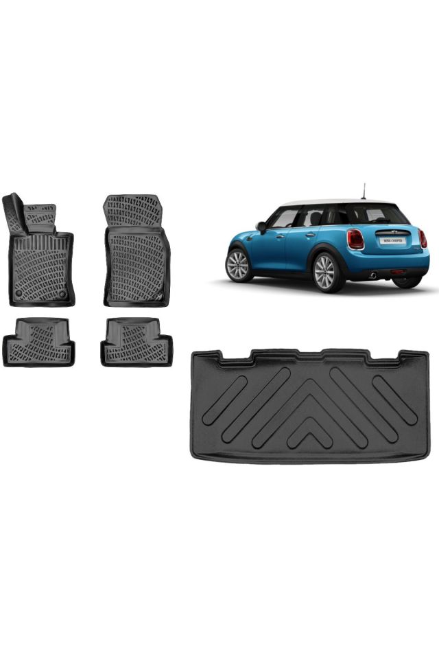 Mini Cooper R56 2013 Model 3D Bagaj Havuzu+3D Havuzlu Araca Özel Paspas Takımı