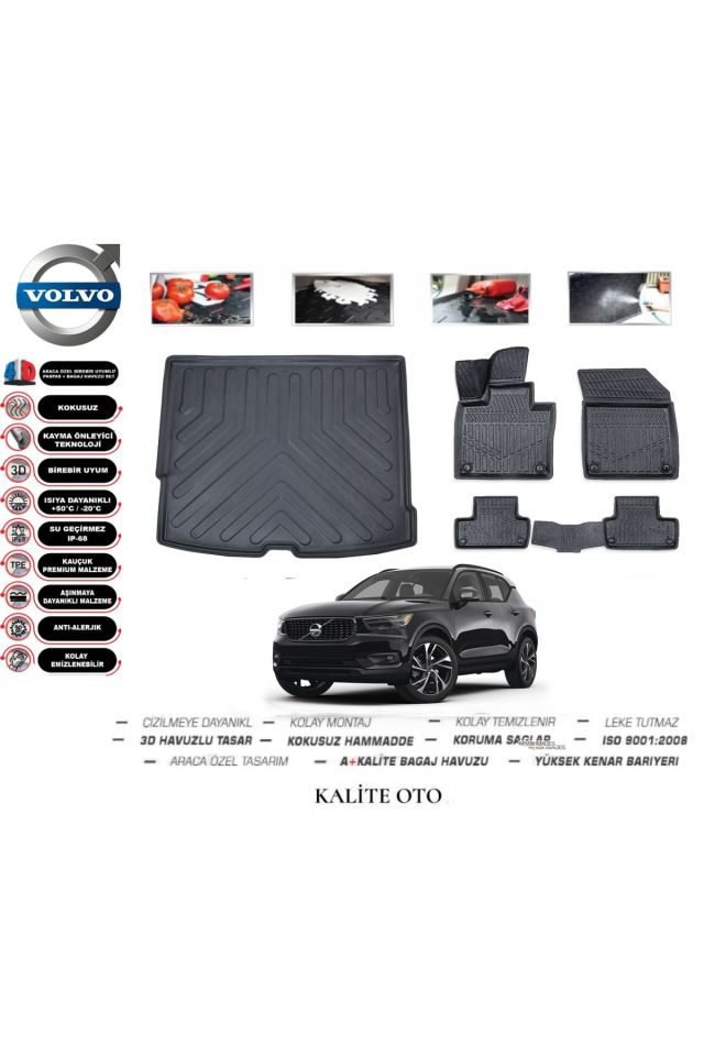 Volvo XC60 2023 Model 3D Bagaj Havuzu+4D Havuzlu Paspas Seti