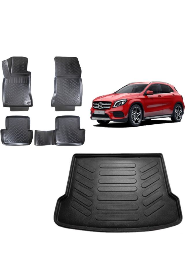 Mercedes GLA 2018 Model 3D Bagaj Havuzu+3D Havuzlu Araca Özel Paspas Takımı